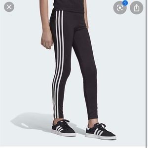 Adidas Black & White 3 Stripe Leggings